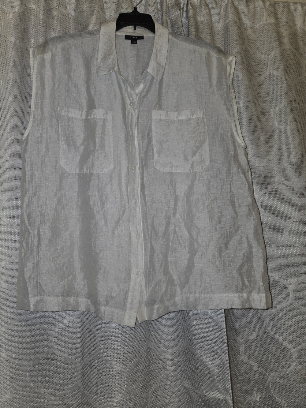 Alfani White Short-Sleeve Linen-Blend Button Down Shirt